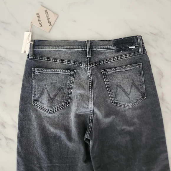 NWT Mother Superior the Rambler Zip Flood black denim jeans size 33 - Picture 6 of 12